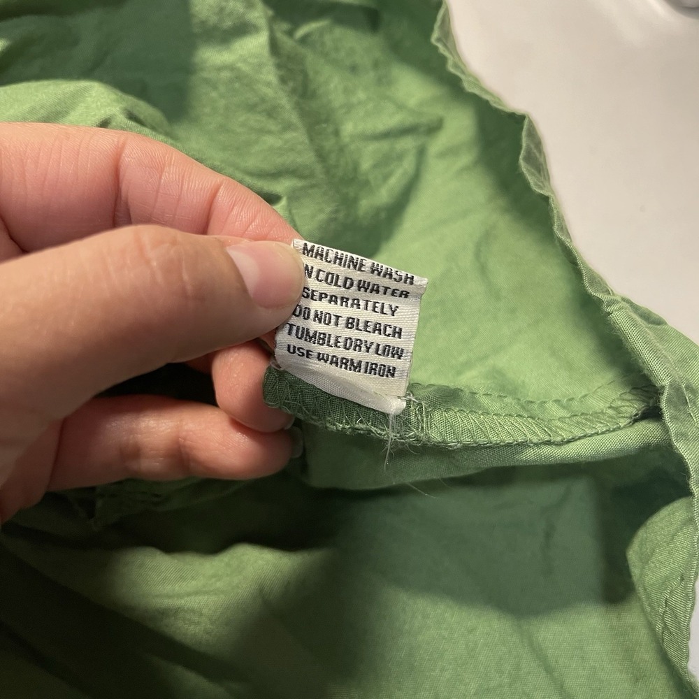 Sim & Sam Mini-Dress Tiered Smocked Fairy Babydoll Puff Sleeve XL Cotton Green - Picture 11 of 11
